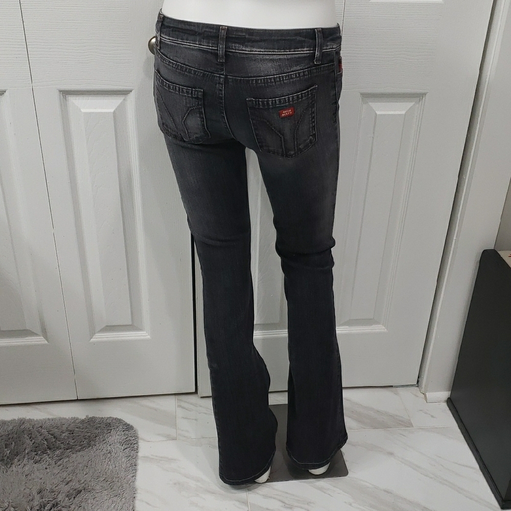Black Boot Cut Jeans with Distressed Detailing